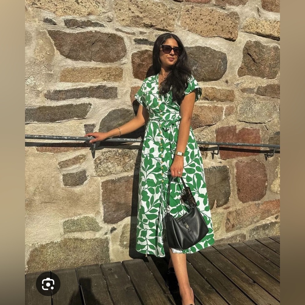 Zara Belted Print Midi Dress. New With Tags.